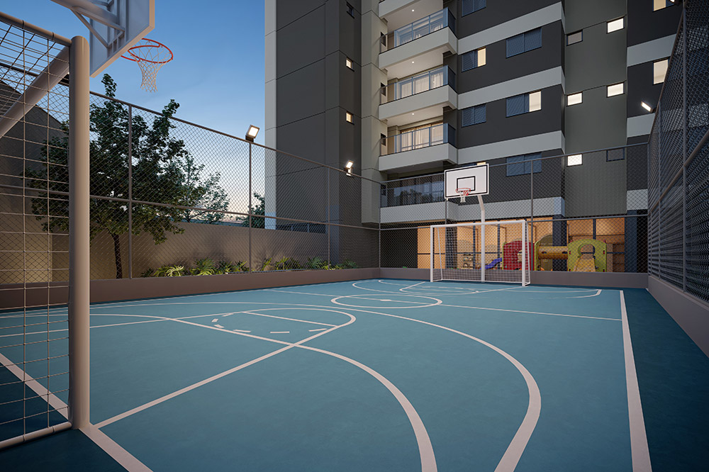 Quadra poliesportiva para treinos em casa