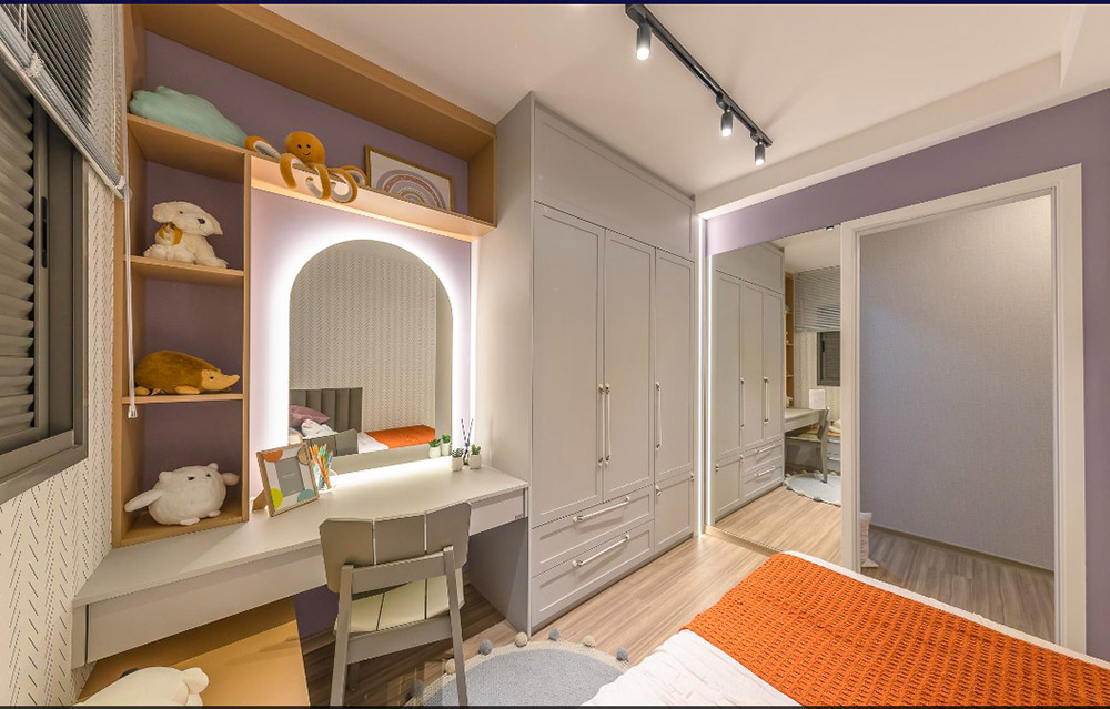 Quarto decorado em um empreendimento Yticon